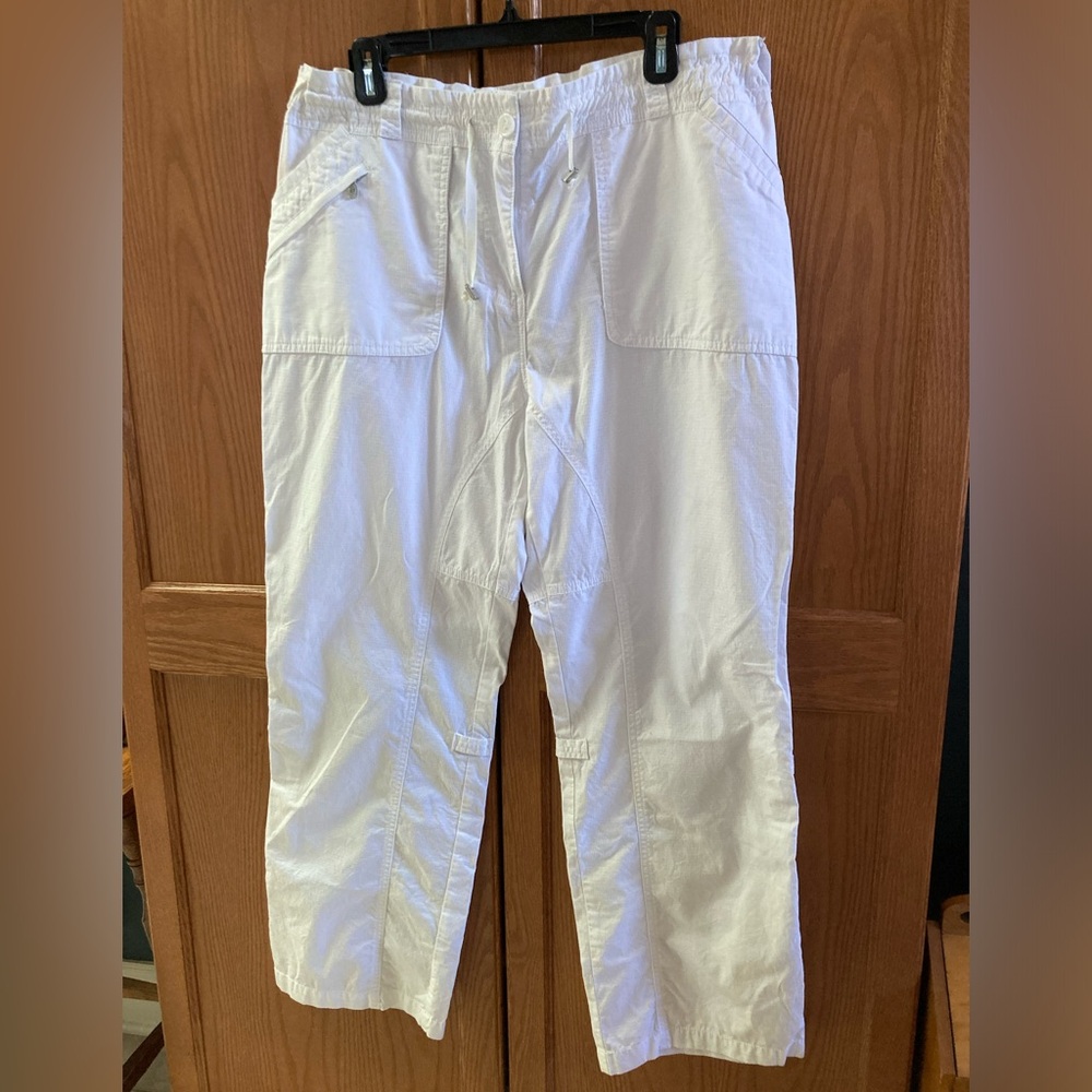 SPANNER PETITE White Drawstring Pants 5 pockets. Extra stylized Size 14. NWOT